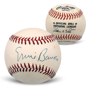 Ernie Banks Autographed Chicago Cubs Signed National League Baseball PSA COA With UV Display Case AM76941-Powers Sports Memorabilia