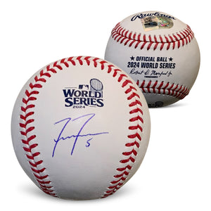 Freddie Freeman Autographed 2024 World Series Signed Baseball MLB Hologram COA With UV Display Case-Powers Sports Memorabilia