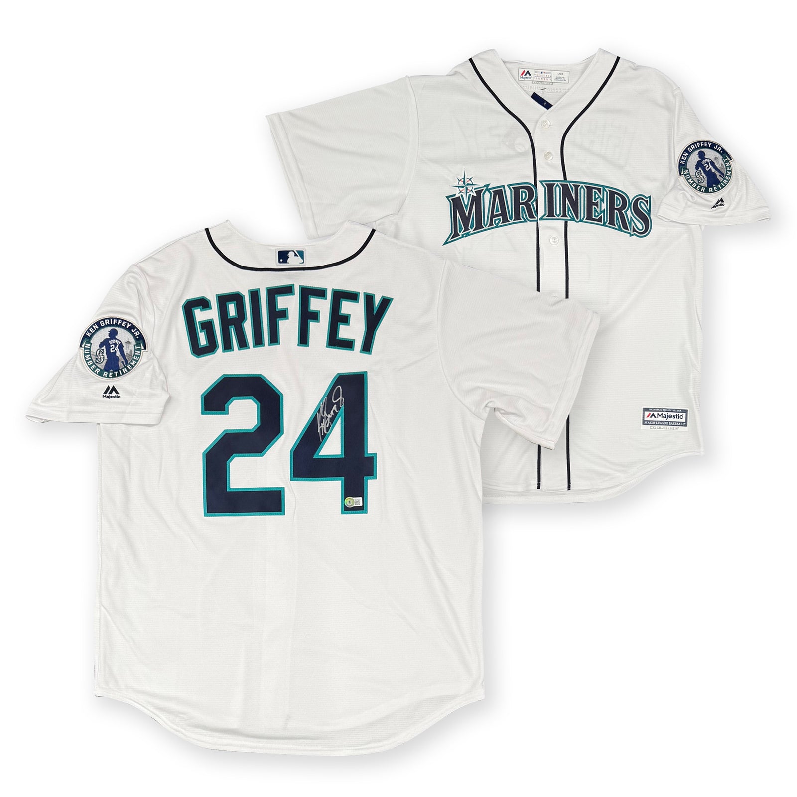 Ken Griffey Jr Autographed Seattle Mariners Signed Majestic Retirement Baseball Jersey Beckett COA-Powers Sports Memorabilia