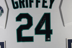Ken Griffey Jr Autographed Seattle Mariners Signed Retirement Baseball Majestic Framed Jersey Beckett Witness Authenticated