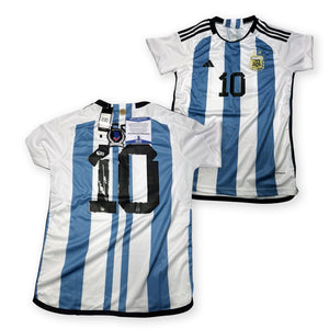 Lionel Messi Autographed Argentina Signed Soccer Adidas World Cup Jersey Beckett Witness Authenticated