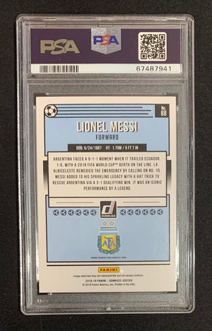 Lionel Messi 2018 Panini Donruss Soccer Card #88 Graded PSA 9-Powers Sports Memorabilia
