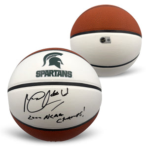 Mateen Cleaves Autographed Michigan State Spartans MSU Signed Full Size Logo Basketball 2000 CHAMPS Beckett Witness Authenticated-Powers Sports Memorabilia