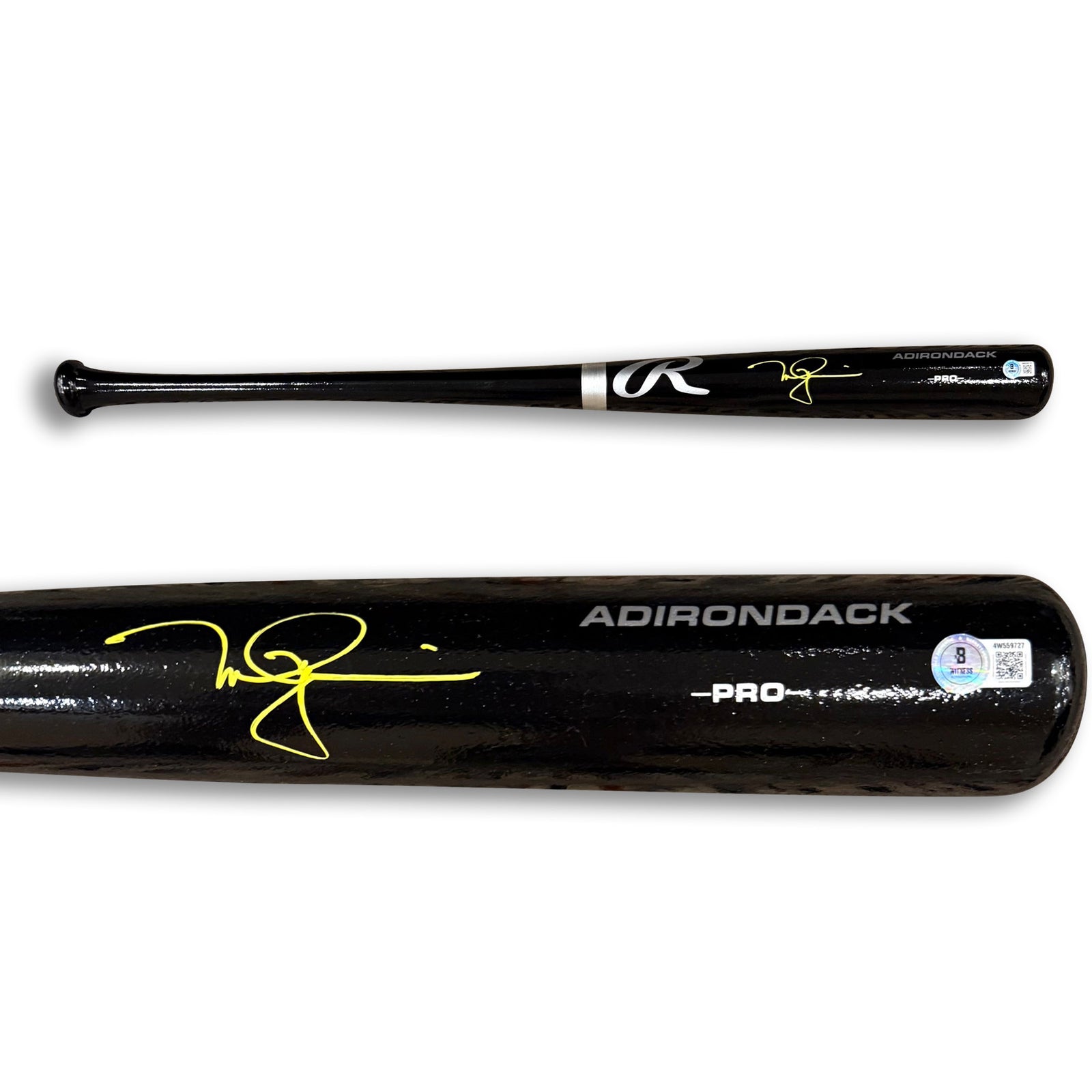 Mark McGwire Autographed MLB Signed Black 34 Inch Baseball Bat Beckett Witness Authenticated COA Yellow Auto-Powers Sports Memorabilia
