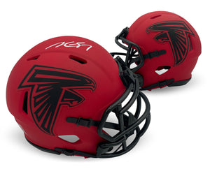 Michael Vick Autographed Atlanta Falcons Signed Football Rave Mini Helmet Beckett COA-Powers Sports Memorabilia