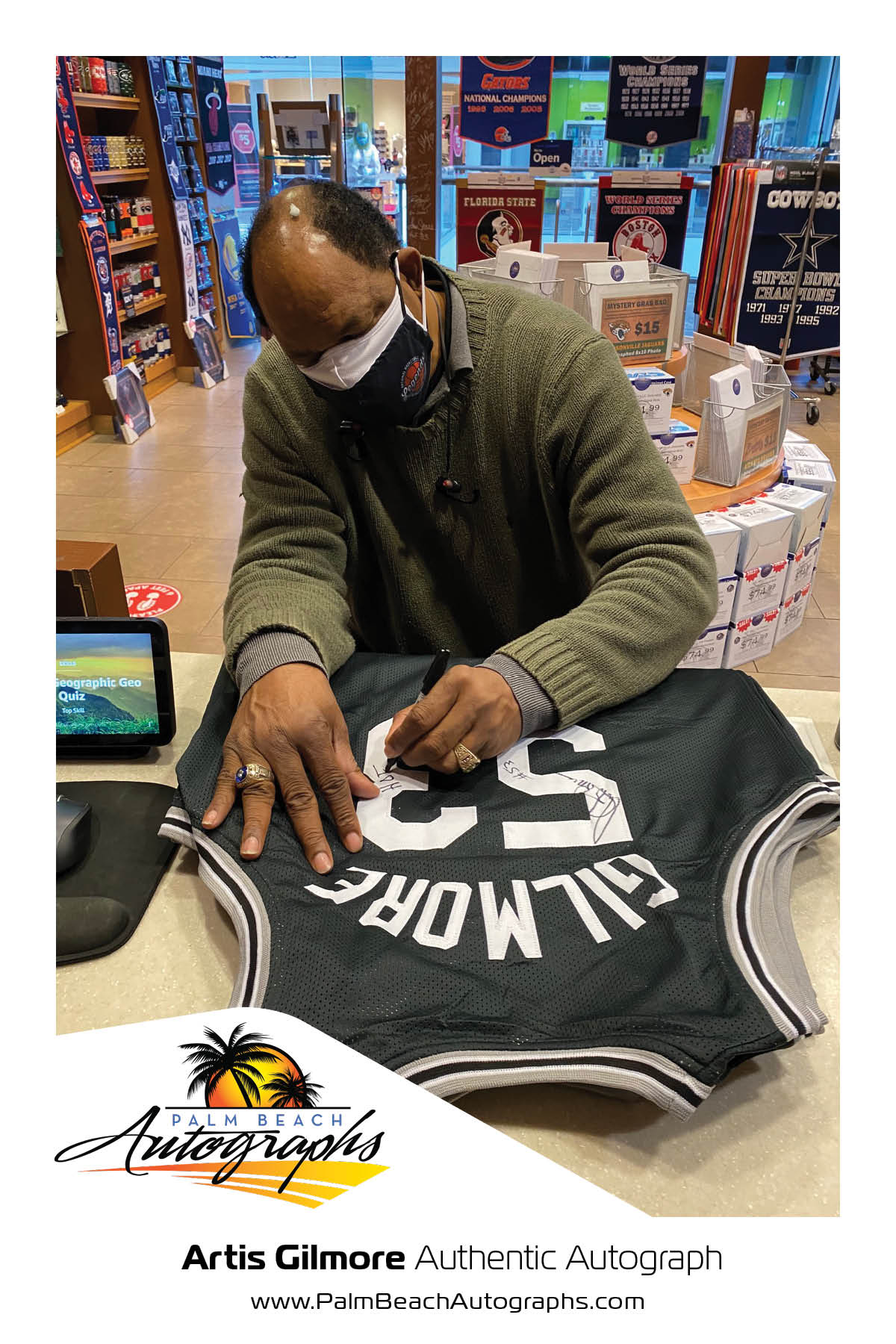Autographed Artis Gilmore San Antonio (Black #53) Custom Jersey w/ HOF 11 - JSA-Powers Sports Memorabilia