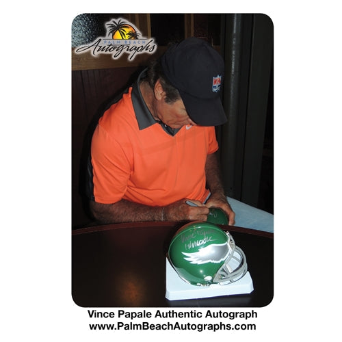 Autographed Vince Papale Philadelphia Eagles Throwback Mini Helmet w/ "Invincible"-Powers Sports Memorabilia