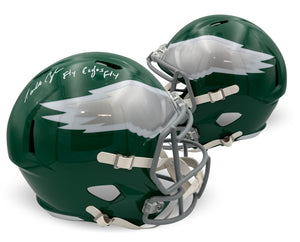 Randall Cunningham Autographed Philadelphia Eagles Signed Football Full Size Replica Helmet FLY EAGLES FLY Beckett COA-Powers Sports Memorabilia