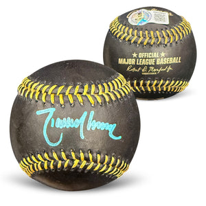 Randy Johnson Autographed MLB Signed Black Baseball Beckett Witness Authenticated COA With UV Display Case Teal Auto-Powers Sports Memorabilia