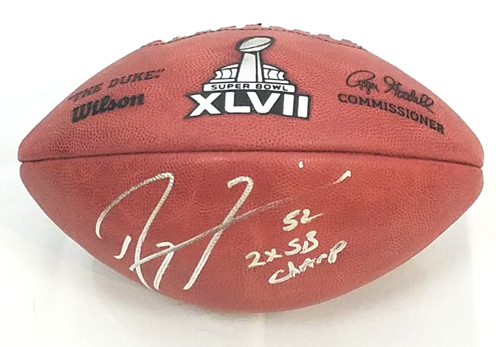 Ray Lewis Signed Baltimore Ravens Super Bowl XLVII Football W/ 2X SB Champs - Beckett-Powers Sports Memorabilia