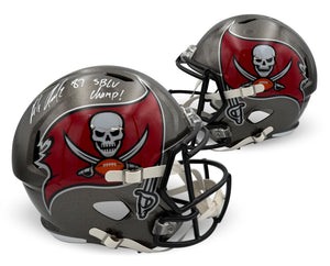 Rob Gronkowski Autographed Tampa Bay Buccaneers Signed Full Size Football Replica Helmet SB LV CHAMP Beckett Certified COA-Powers Sports Memorabilia