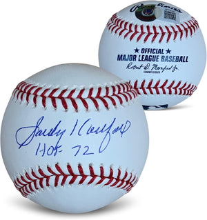 Sandy Koufax Autographed MLB Hall of Fame HOF 72 Signed Baseball Beckett COA With UV Display Case-Powers Sports Memorabilia