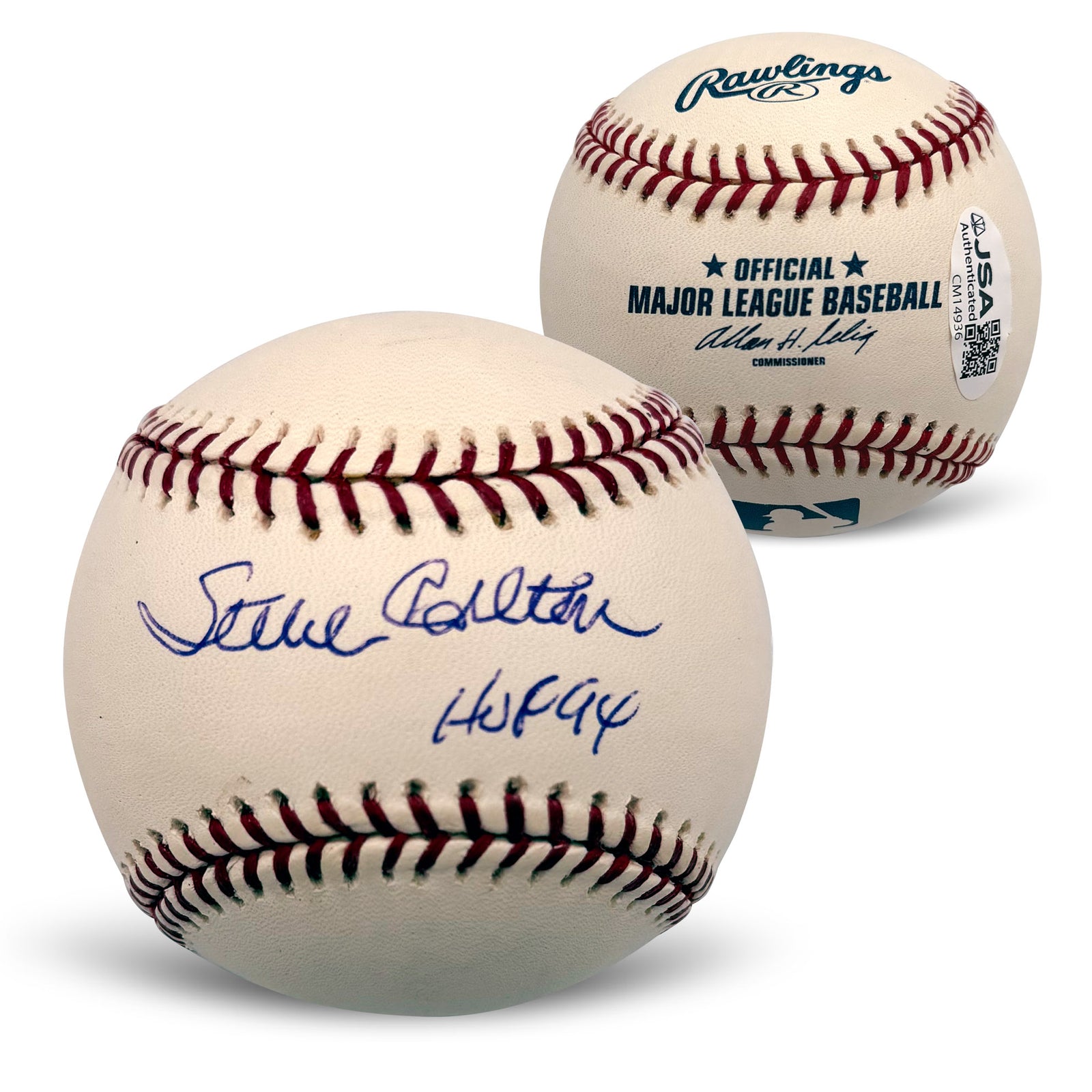 Steve Carlton Autographed Baseball HOF 94 JSA CM14936-Powers Sports Memorabilia