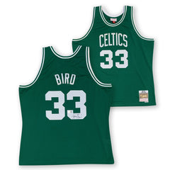 Larry Bird Autographed Boston Celtics Signed Mitchell and Ness Green Swingman Basketball Jersey Beckett COA