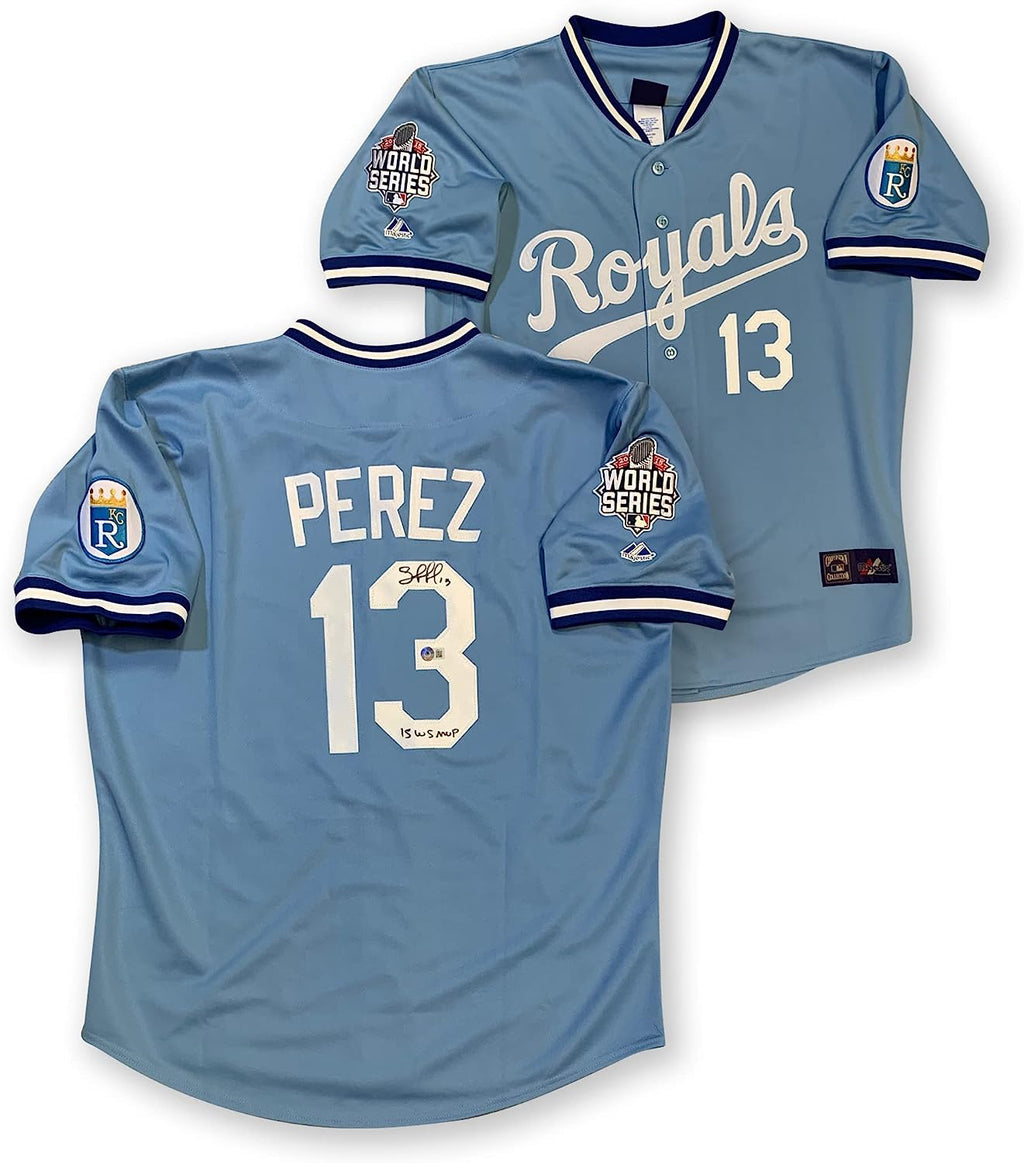 Salvador Perez Kansas City Royals Blue Name And Number Short Sleeve Player  T Shirt
