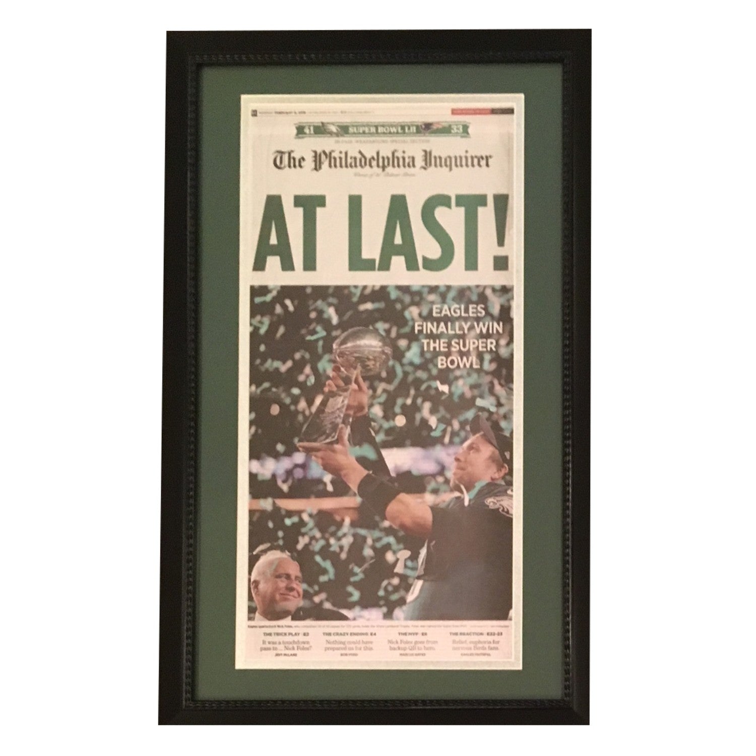 eagles super bowl newspaper framed