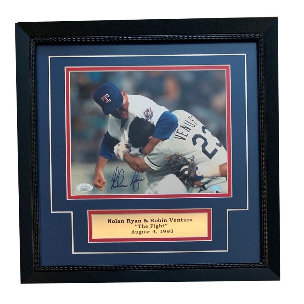 Nolan Ryan Autographed 8x10 Photo Framed Bloody Lip & Ventura