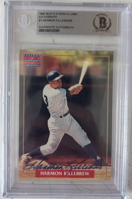 Harmon Killebrew 1995 MLB Legends Signed Card #1 Beckett Auto-Powers Sports Memorabilia