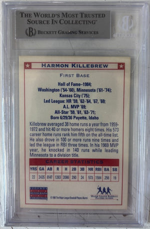 Harmon Killebrew 1995 MLB Legends Signed Card #1 Beckett Auto-Powers Sports Memorabilia