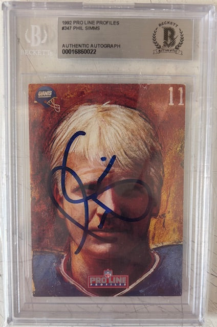 Phil Simms 1992 Pro Line Profiles Card #47 Beckett Auto-Powers Sports Memorabilia