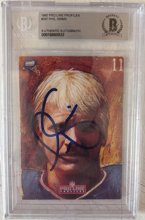 Phil Simms 1992 Pro Line Profiles Card #47 Beckett Auto-Powers Sports Memorabilia