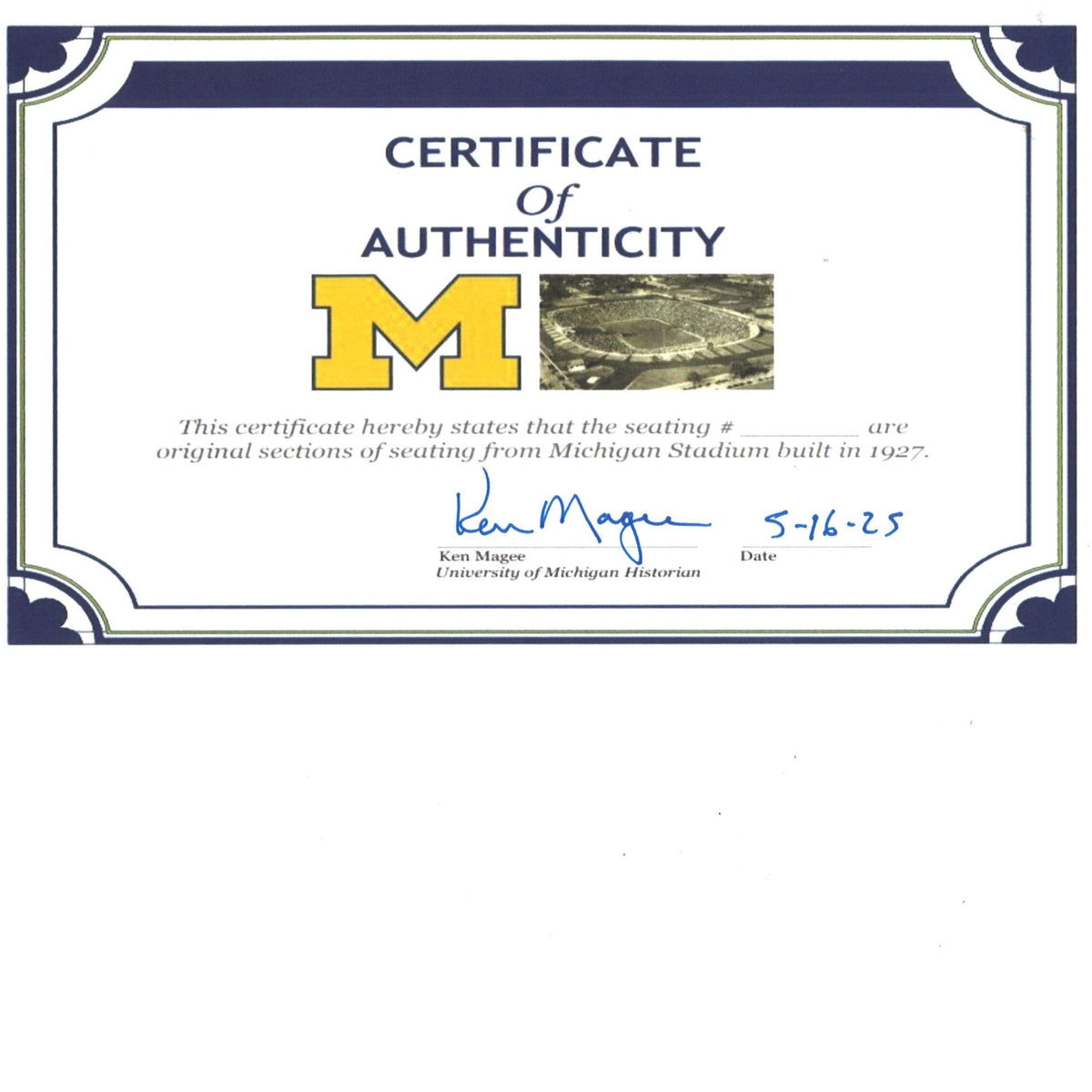 Michigan Wolverines Authentic 1927 Original Big House 7x16 Wood Bench Seat-Powers Sports Memorabilia