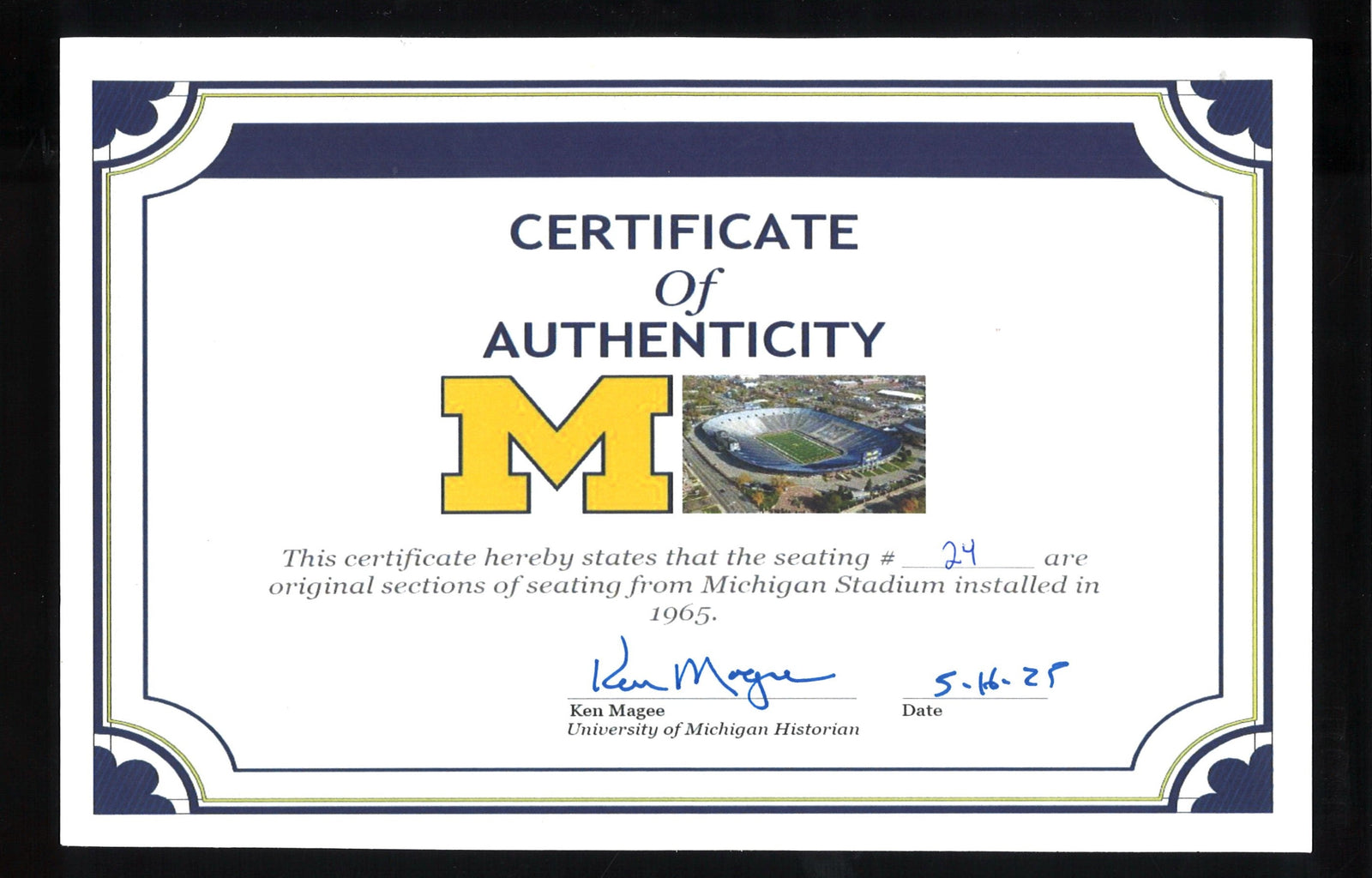 Michigan Wolverines Authentic 60's-90's Big House Fiberglass #26 Bleacher Seat-Powers Sports Memorabilia