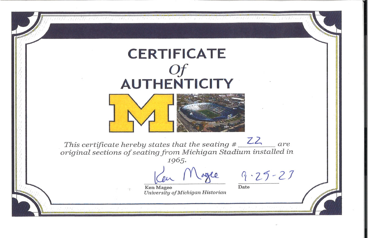 Michigan Wolverines Authentic 60's-90's Big House Fiberglass #22 Bleacher Seat-Powers Sports Memorabilia