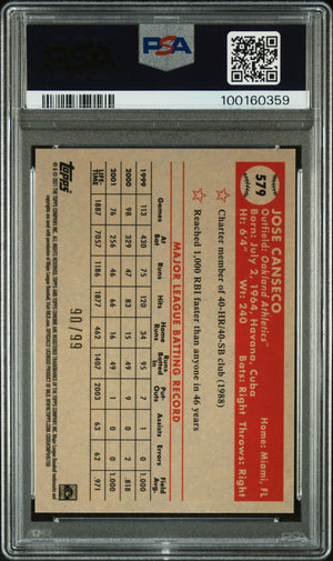 Jose Canseco 2021 Topps Chrome Green Yellow Refractor Card 579 Auto PSA 10 90/99-Powers Sports Memorabilia
