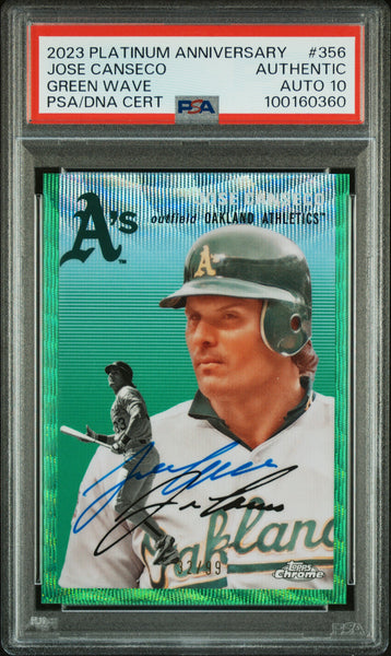 Jose Canseco 2023 Topps Chrome Green Wave Signed Card #356
