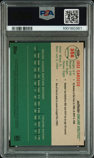 Jose Canseco 2023 Topps Chrome White Green Refractor Card 356 Auto Graded PSA 10-Powers Sports Memorabilia