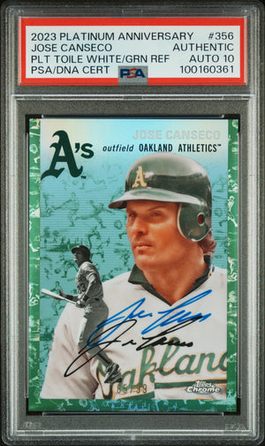 Jose Canseco 2023 Topps Chrome White Green Refractor Card 356 Auto Graded PSA 10-Powers Sports Memorabilia