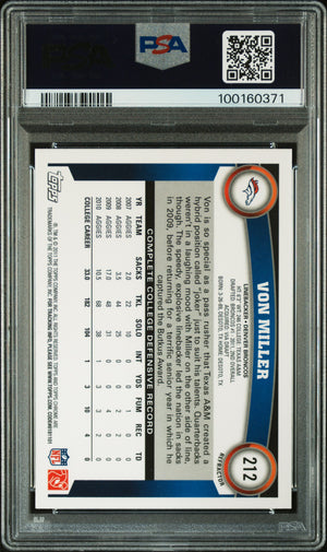 Von Miller 2011 Topps Chrome Orange Refractor Signed Card #212 Auto Graded PSA 9-Powers Sports Memorabilia