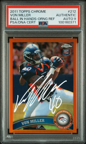 Von Miller 2011 Topps Chrome Orange Refractor Signed Card #212 Auto Graded PSA 9-Powers Sports Memorabilia
