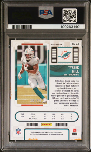 Tyreek Hill 2022 Panini Contenders Optic Blue Signed Card #46 Auto PSA 39/99-Powers Sports Memorabilia