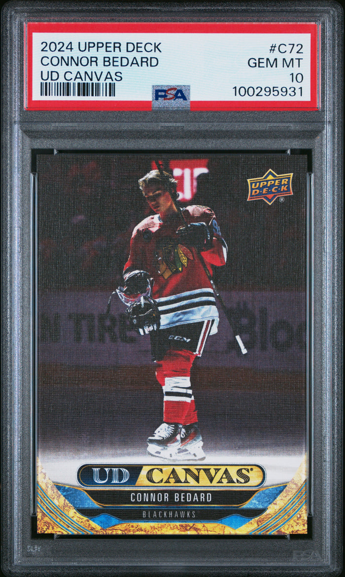 Connor Bedard 2024 Upper Deck UD Canvas Hockey Card #C72 Graded PSA 10 Cert #100295931-Powers Sports Memorabilia
