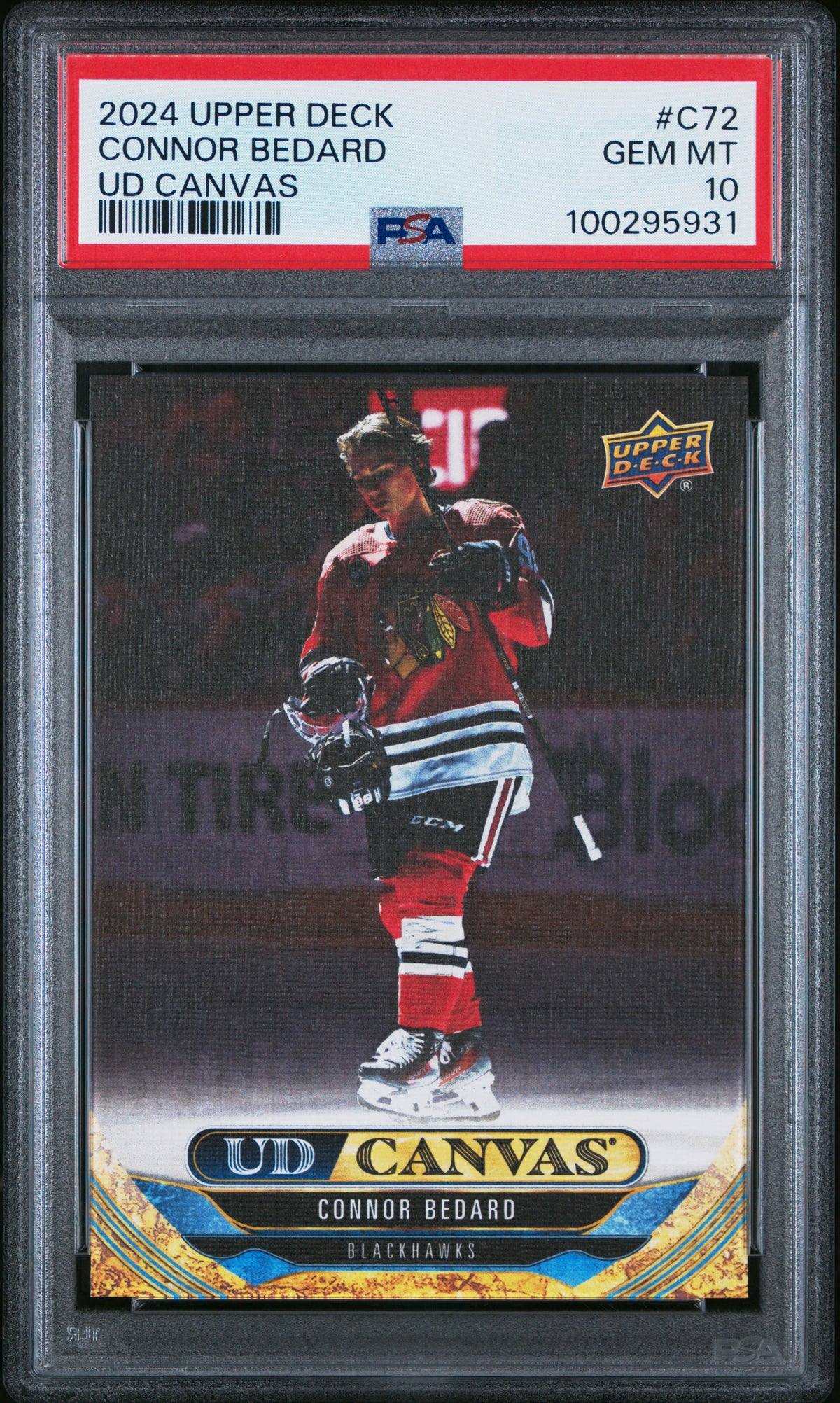 Connor Bedard 2024 Upper Deck UD Canvas Hockey Card #C72 Graded PSA 10 Cert #100295931-Powers Sports Memorabilia