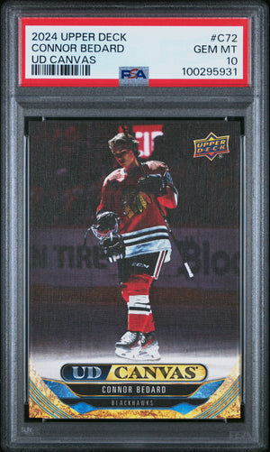 Connor Bedard 2024 Upper Deck UD Canvas Hockey Card #C72 Graded PSA 10 Cert #100295931-Powers Sports Memorabilia