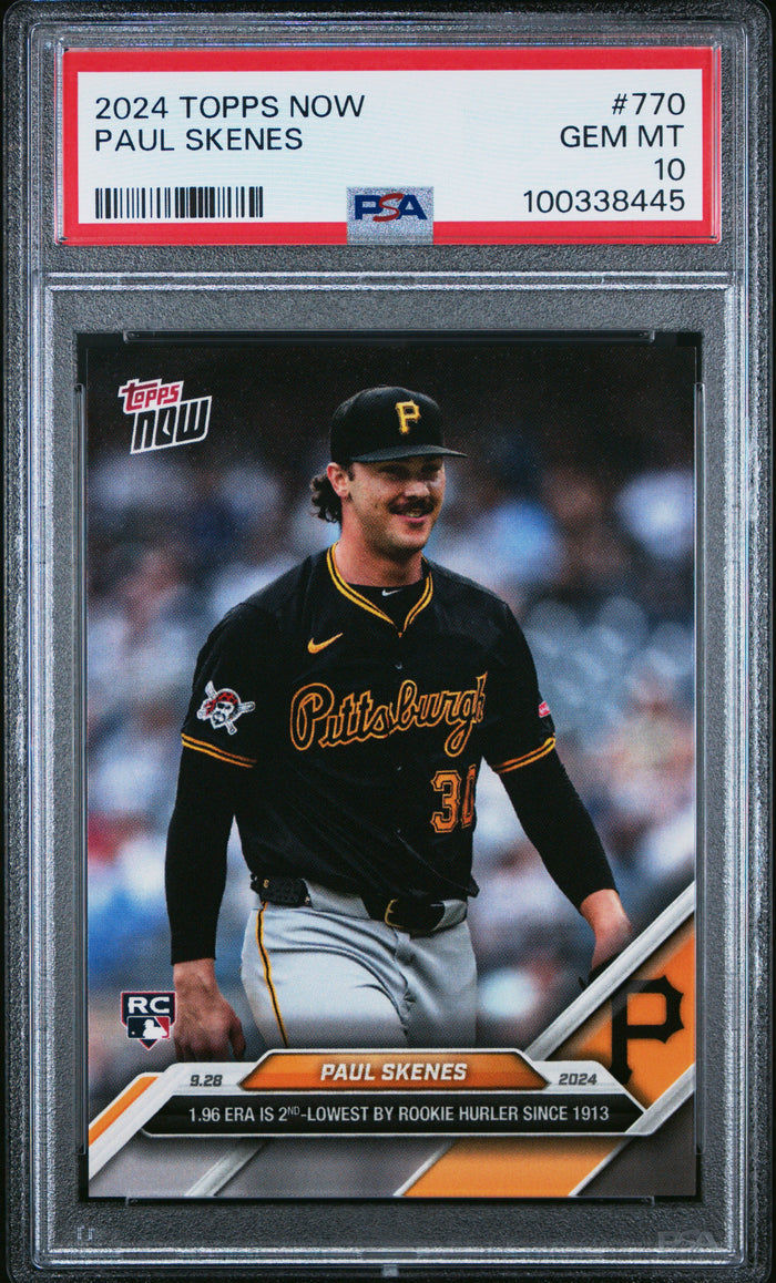 Paul Skenes 2024 Topps Now All Star Game Baseball Rookie Card #770 Graded PSA 10 Cert #100338445-Powers Sports Memorabilia