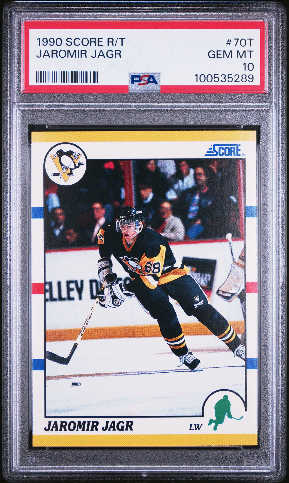 Jaromir Jagr 1990 Score R/T Pittsburgh Penguins Hockey Rookie Card RC #70T Graded PSA 10 Cert #100535289-Powers Sports Memorabilia