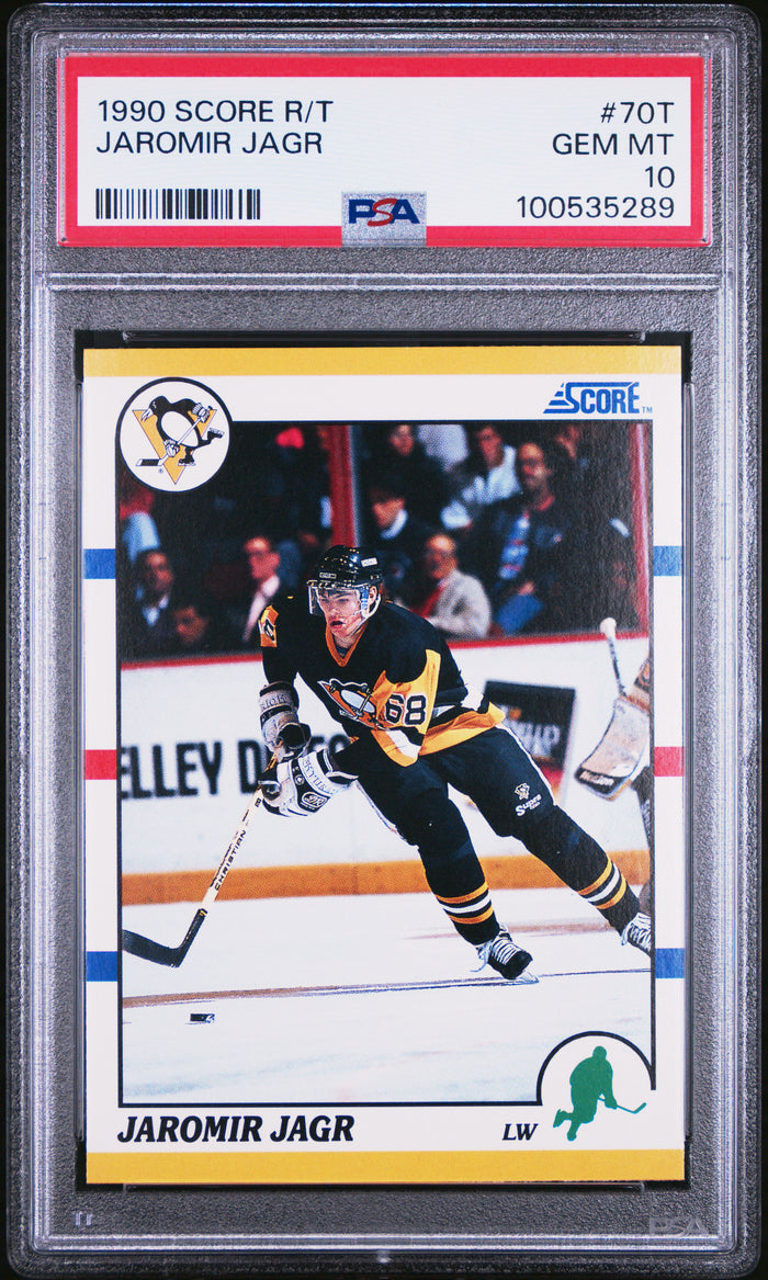 Jaromir Jagr 1990 Score R/T Pittsburgh Penguins Hockey Rookie Card RC #70T Graded PSA 10 Cert #100535289-Powers Sports Memorabilia