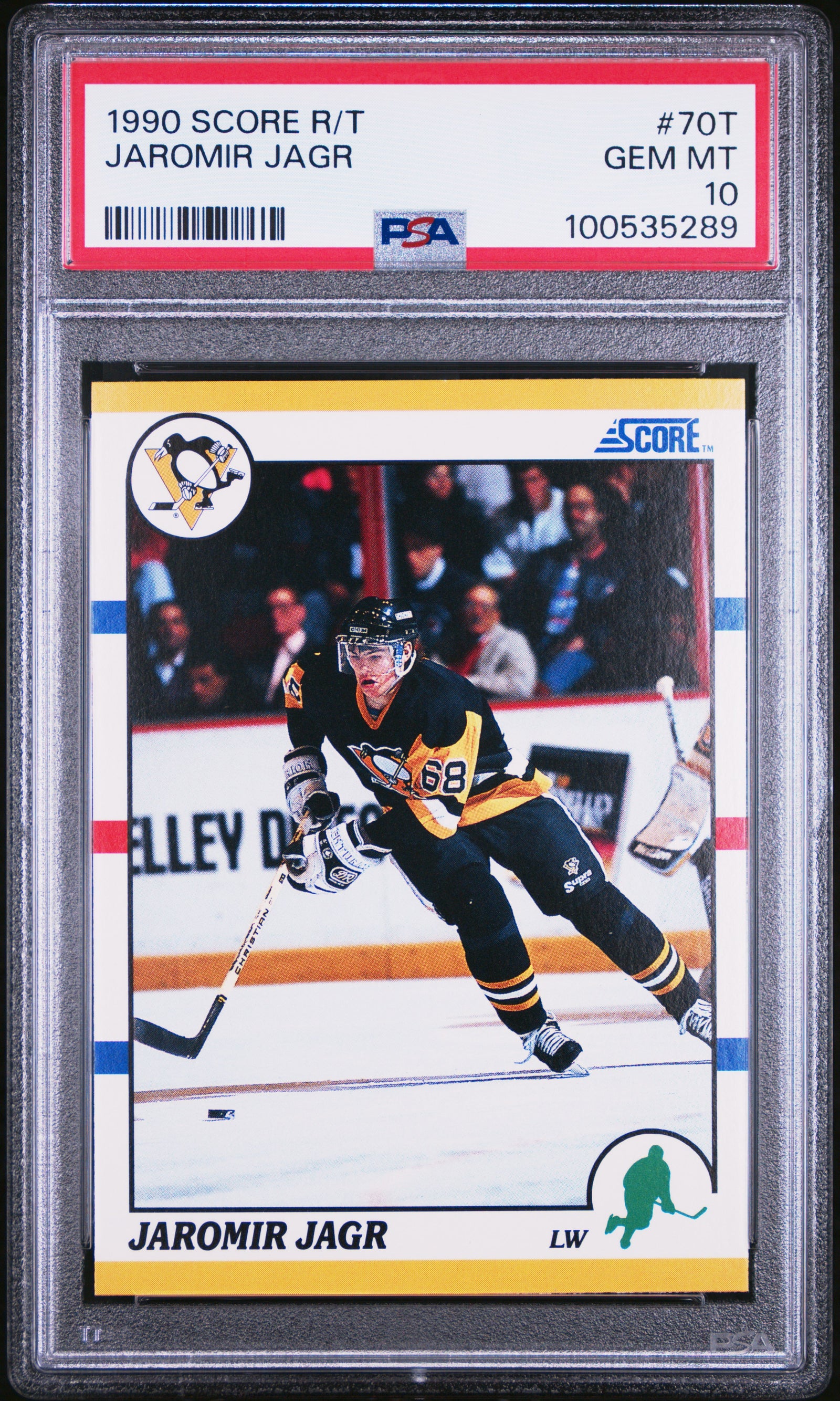 Jaromir Jagr 1990 Score R/T Pittsburgh Penguins Hockey Rookie Card RC #70T Graded PSA 10 Cert #100535289-Powers Sports Memorabilia