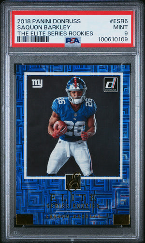 Saquon Barkley 2018 Panini Donruss Elite Series Rookie Card #ESR6 Graded PSA 9-Powers Sports Memorabilia
