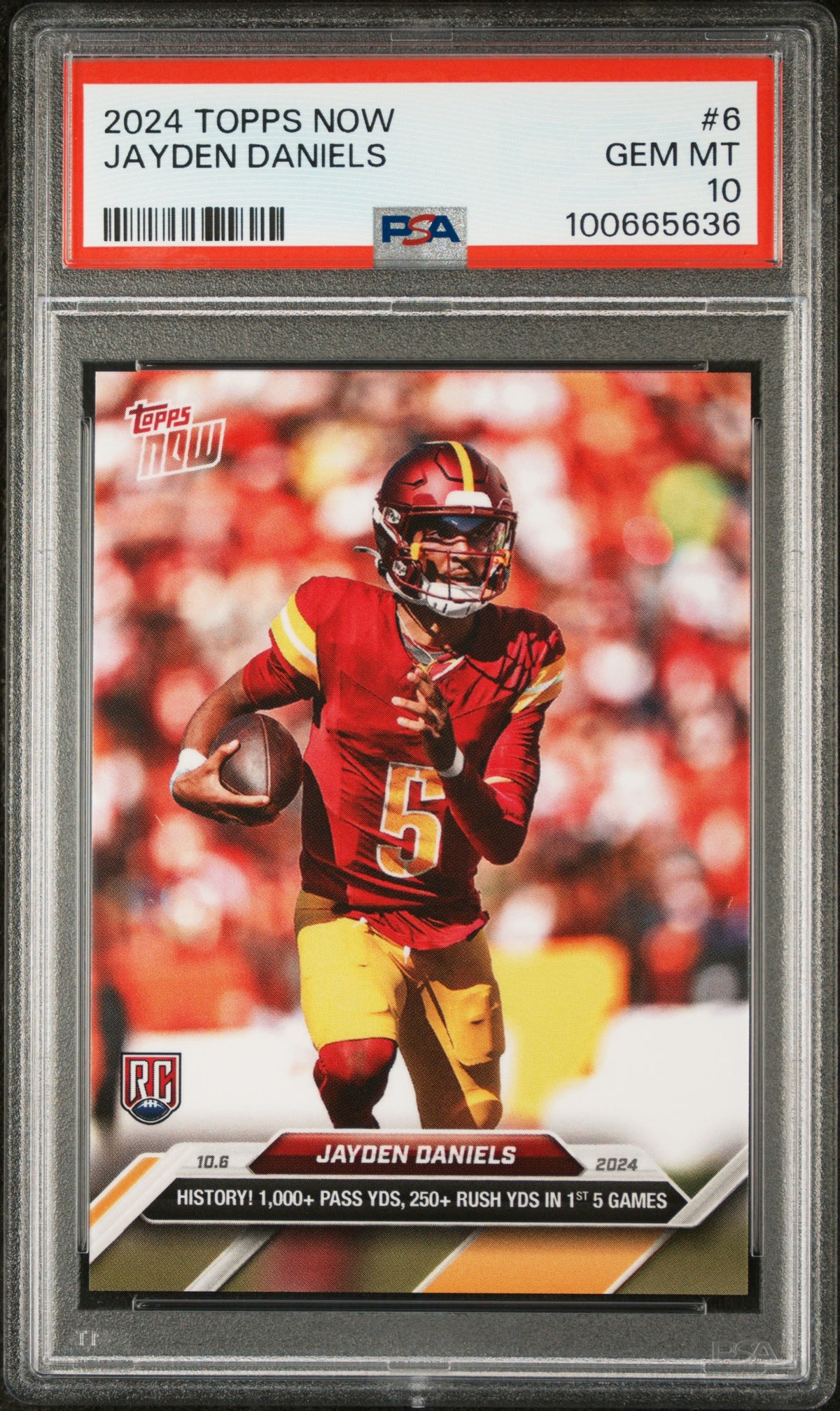 Jayden Daniels 2024 Topps Now Football Rookie Card #6 Graded PSA 10