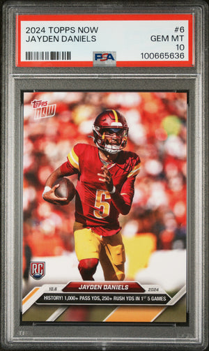 Jayden Daniels 2024 Topps Now Football Rookie Card #6 Graded PSA 10-Powers Sports Memorabilia