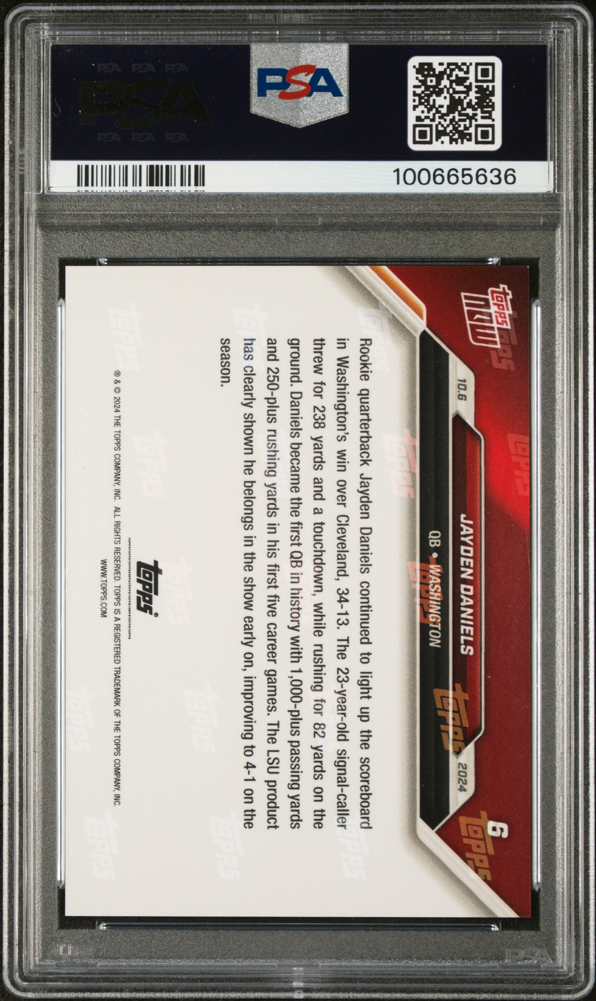 Jayden Daniels 2024 Topps Now Football Rookie Card #6 Graded PSA 10