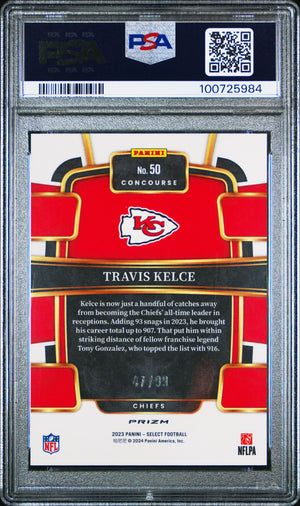 Travis Kelce 2023 Select Red Prizm Football Card #50 Graded PSA 10 47/99-Powers Sports Memorabilia