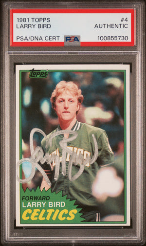 Larry Bird 1981 Topps Signed Basketball Card #4 Auto PSA 100855730-Powers Sports Memorabilia