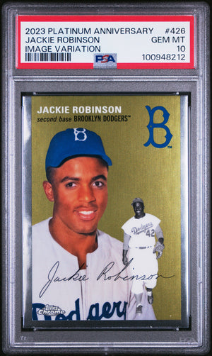 Jackie Robinson 2023 Topps Chrome Platinum Baseball Card #426 Graded PSA 10-Powers Sports Memorabilia