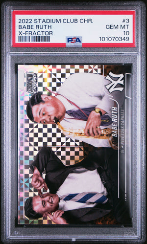 Babe Ruth 2022 Topps Stadium Club Chrome X-Fractor Card #3 PSA 10-Powers Sports Memorabilia